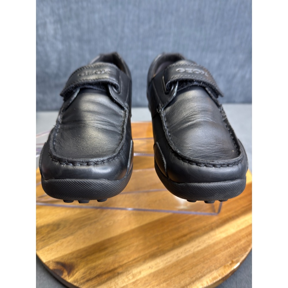 Geox Respira Loafers Women 5 Black Leather Hook Loop Strap Moc Toe Driving Shoes - Picture 6 of 14
